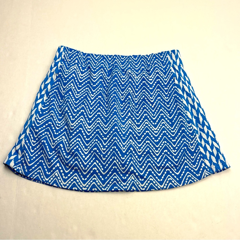 J. McLaughlin Active Golf Skort XS Blue White Catalina Cloth Pull-On *FLAWED